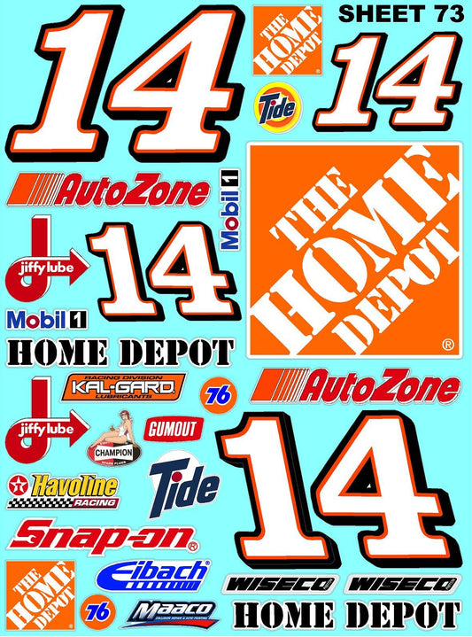 White Vinyl Gloss Tony Stewart Sheet 73 Stockcar Vinyl R/C Racing Sponsor Sticker Small-1/24-1/16th Scale Model Decal Sticker Radio Control Lexan Body-Graphics for R/c Cars, Boats, Trucks Scale Model–Die-Cut