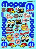 Clear Matte Finish Vinyl Mopar Blue Sheet 37 R/C Stockcar Vinyl R/C Racing Sponsor Sticker Small-1/24-1/16th Scale Model Decal Sticker Radio Control Lexan Body-Graphics for R/c Cars, Boats, Trucks Scale Model–Die-Cut