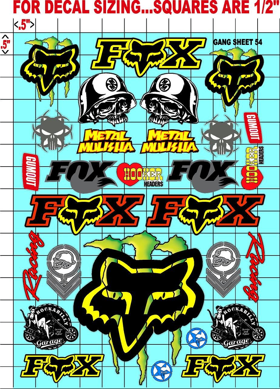 Racing Sponsor Sticker Gang Sheet 54-1/16-1/12-1/10th Scale White Vinyl R/C Model Decal Sticker Sheet Radio Control Lexan Body - Decorate Your R/c Cars, Boats, Trucks Other Scale Model Kit