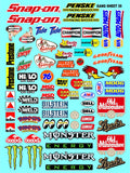 Racing Sponsor Sticker Gang Sheet 39-1/16-1/12-1/10th Scale White Vinyl R/C Model Decal Sticker Sheet Radio Control Lexan Body - Decorate Your R/c Cars, Boats, Trucks Other Scale Model Kit