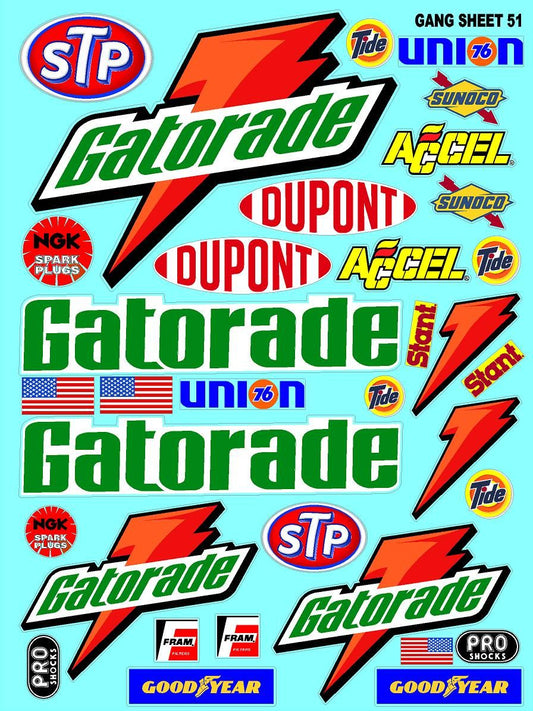 Racing Sponsor Sticker Gang Sheet 51-1/16-1/12-1/10th Scale White Vinyl R/C Model Decal Sticker Sheet Radio Control Lexan Body - Decorate Your R/c Cars, Boats, Trucks Other Scale Model Kit