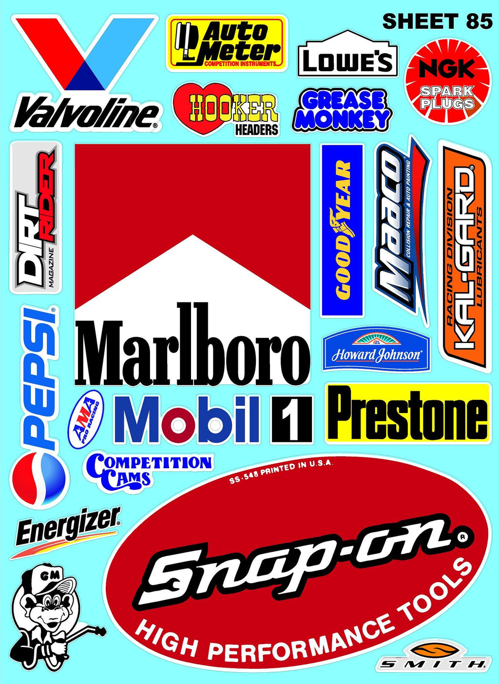 Clear Matte Finish Vinyl Sheet 85 R/C Stockcar Vinyl R/C Racing Sponsor Sticker Small-1/24-1/16th Scale Model Decal Sticker Radio Control Lexan Body-Graphics for R/c Cars, Boats, Trucks Scale Model–Die-Cut