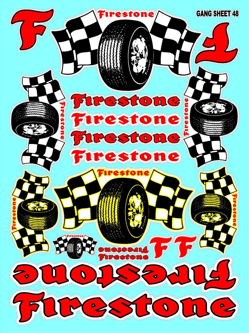 Clear Matte Finish Vinyl Firestone Sheet 48 R/C Stockcar Vinyl R/C Racing Sponsor Sticker Small-1/24-1/16th Scale Model Decal Sticker Radio Control Lexan Body-Graphics for R/c Cars, Boats, Trucks Scale Model–Die-Cut