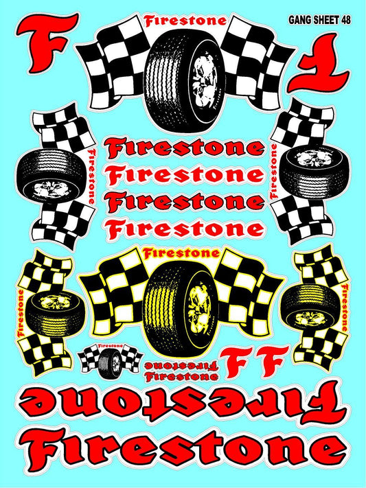Clear Matte Finish Vinyl Firestone Sheet 48 R/C Stockcar Vinyl R/C Racing Sponsor Sticker Small-1/24-1/16th Scale Model Decal Sticker Radio Control Lexan Body-Graphics for R/c Cars, Boats, Trucks Scale Model–Die-Cut