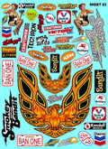 Clear Matte Finish Vinyl Sheet 83 R/C Stockcar Vinyl R/C Racing Sponsor Sticker Small-1/24-1/16th Scale Model Decal Sticker Radio Control Lexan Body-Graphics for R/c Cars, Boats, Trucks Scale Model–Die-Cut