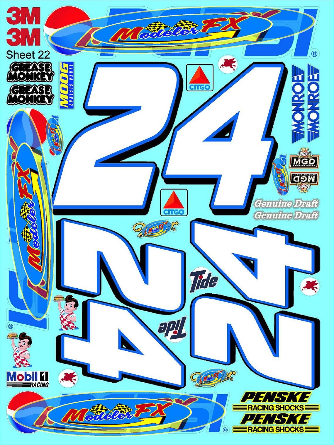 White Vinyl Gloss Pepsi Sheet 22 Stockcar Vinyl R/C Racing Sponsor Sticker Small-1/24-1/16th Scale Model Decal Sticker Radio Control Lexan Body-Graphics for R/c Cars, Boats, Trucks Scale Model–Die-Cut