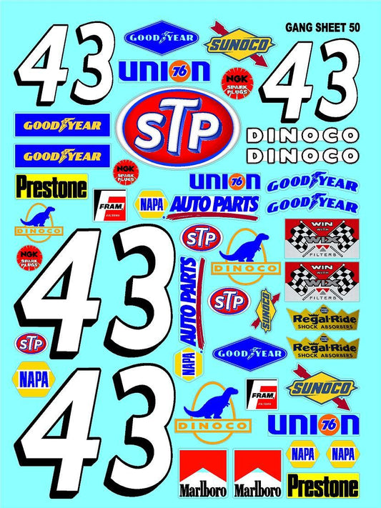 Clear Matte Finish Vinyl Petty Sheet 50 R/C Stockcar Vinyl R/C Racing Sponsor Sticker Small-1/24-1/16th Scale Model Decal Sticker Radio Control Lexan Body-Graphics for R/c Cars, Boats, Trucks Scale Model–Die-Cut