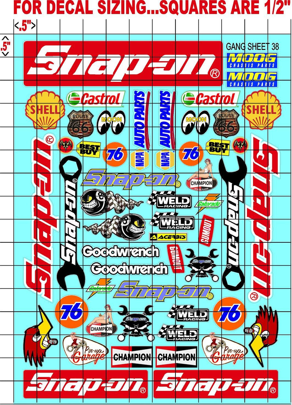 Racing Sponsor Sticker Gang Sheet 38-1/16-1/12-1/10th Scale White Vinyl R/C Model Decal Sticker Sheet Radio Control Lexan Body - Decorate Your R/c Cars, Boats, Trucks Other Scale Model Kit
