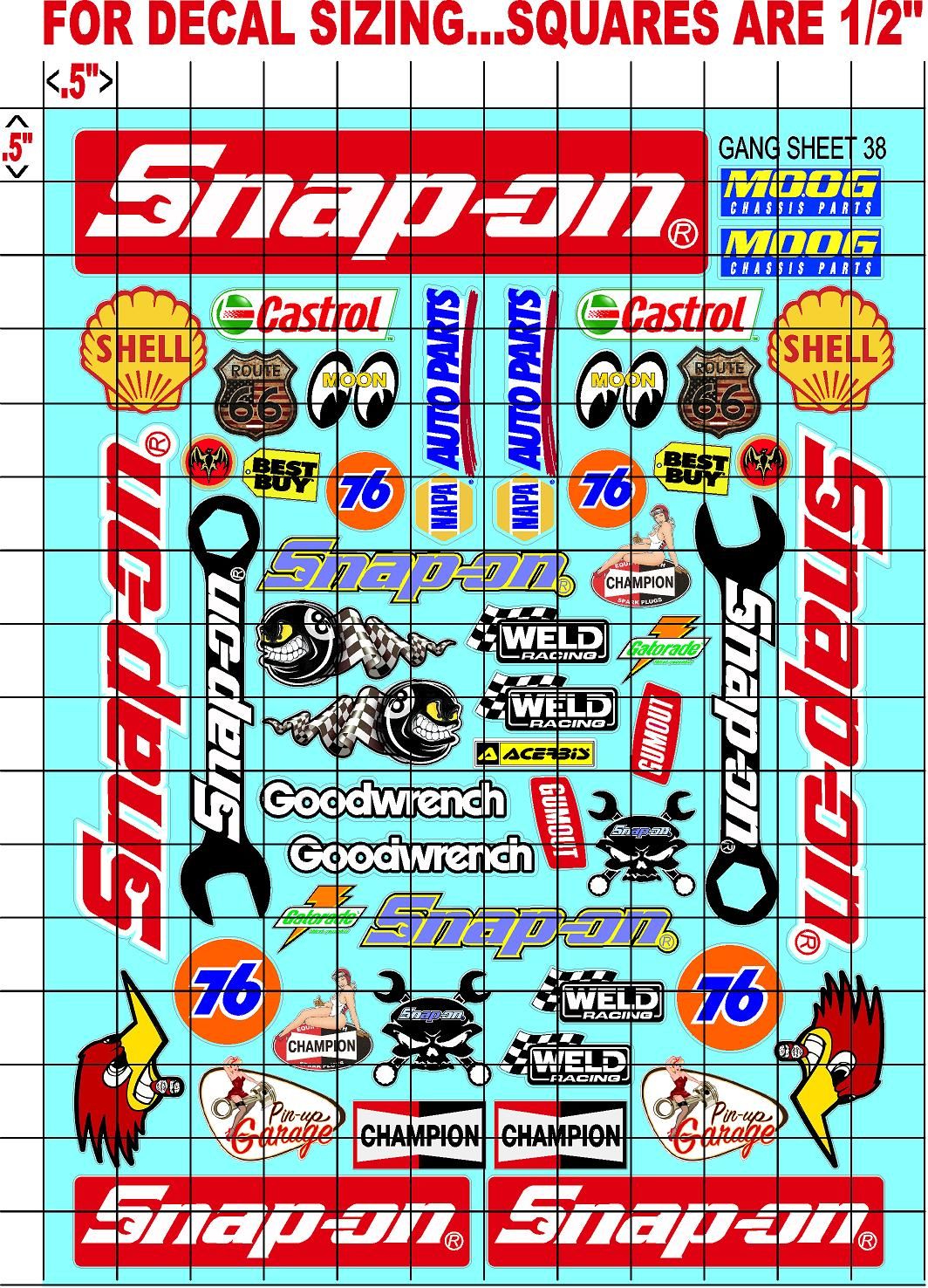 Racing Sponsor Sticker Gang Sheet 38-1/16-1/12-1/10th Scale White Vinyl R/C Model Decal Sticker Sheet Radio Control Lexan Body - Decorate Your R/c Cars, Boats, Trucks Other Scale Model Kit