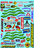 Racing Sponsor Sticker Gang Sheet 81-1/16-1/12-1/10th Scale White Vinyl R/C Model Decal Sticker Sheet Radio Control Lexan Body - Decorate Your R/c Cars, Boats, Trucks Other Scale Model Kit