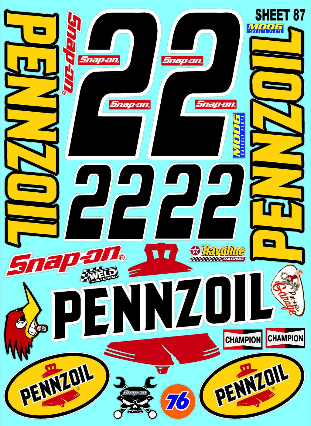 Clear Matte Finish Vinyl Sticker Variety Sheet 87-1/10th - 1/8th Scale Large 6.8" x 9.2"h Vinyl R/C Model Decal Sticker Sheet Radio Control Lexan Body