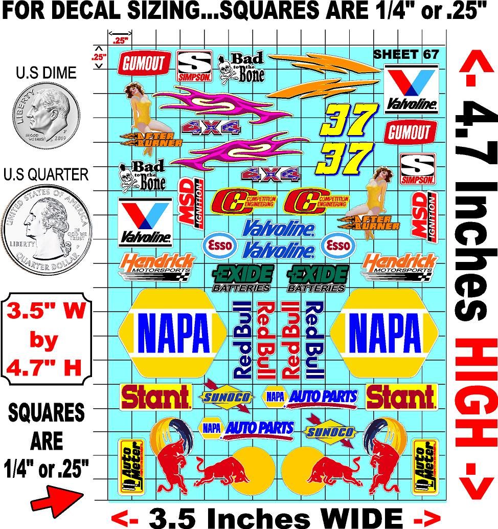 Clear Matte Finish Vinyl Redbull Sheet 67 R/C Stockcar Vinyl R/C Racing Sponsor Sticker Small-1/24-1/16th Scale Model Decal Sticker Radio Control Lexan Body-Graphics for R/c Cars, Boats, Trucks Scale Model–Die-Cut