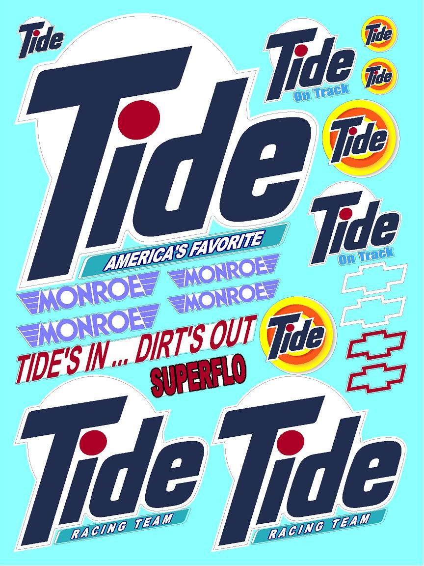 Clear Matte Vinyl Tide- 1/16-1/12-1/10th Scale R/C Model Decal Sticker Sheet Radio Control Lexan Body