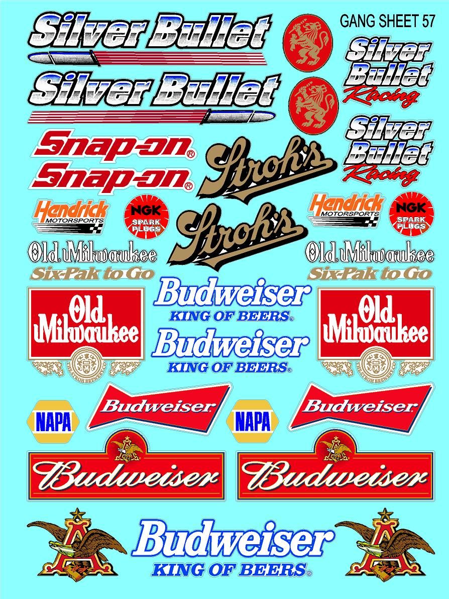 Clear Matte Finish Vinyl Beer Sheet 57 R/C Stockcar Vinyl R/C Racing Sponsor Sticker Small-1/24-1/16th Scale Model Decal Sticker Radio Control Lexan Body-Graphics for R/c Cars, Boats, Trucks Scale Model–Die-Cut