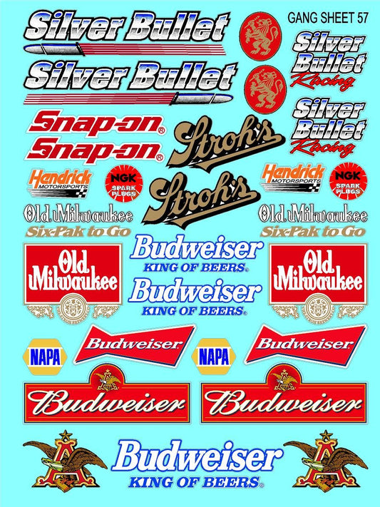 Clear Matte Finish Vinyl Beer Sheet 57 R/C Stockcar Vinyl R/C Racing Sponsor Sticker Small-1/24-1/16th Scale Model Decal Sticker Radio Control Lexan Body-Graphics for R/c Cars, Boats, Trucks Scale Model–Die-Cut