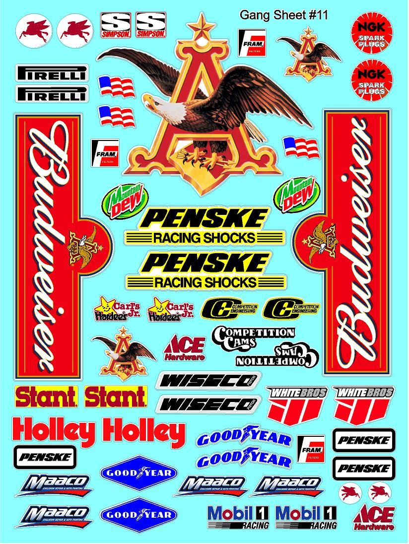 White Vinyl Gloss Budweiser Sheet 11 Vinyl R/C Racing Sponsor Sticker Small-1/24-1/16th Scale Model Decal Sticker Radio Control Lexan Body-Graphics for R/c Cars, Boats, Trucks Scale Model–Die-Cut