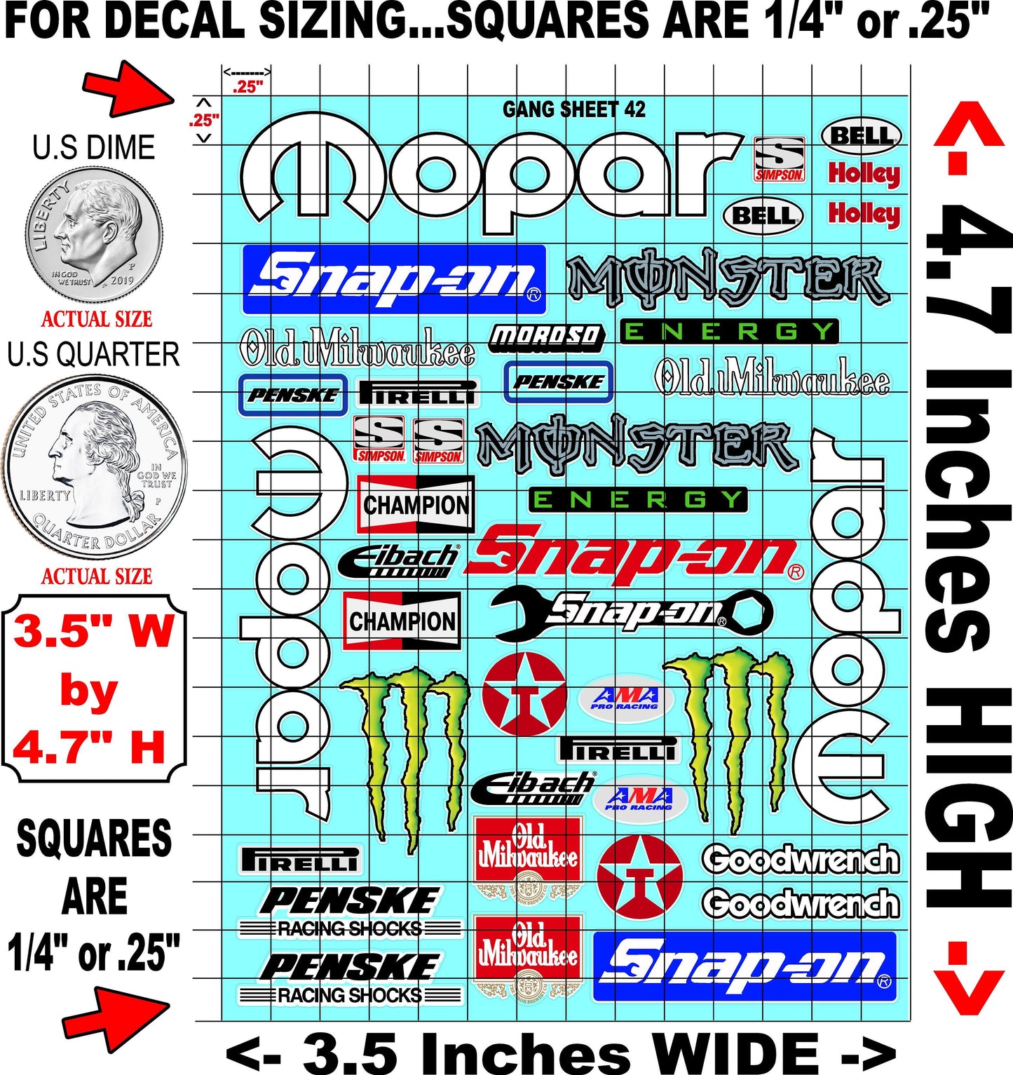 White Vinyl Gloss Sheet 42 Stockcar Vinyl R/C Racing Sponsor Sticker Small-1/24-1/16th Scale Model Decal Sticker Radio Control Lexan Body-Graphics for R/c Cars, Boats, Trucks Scale Model–Die-Cut