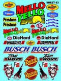 White Vinyl Gloss Mello Yello Sheet 63 Stockcar Vinyl R/C Racing Sponsor Sticker Small-1/24-1/16th Scale Model Decal Sticker Radio Control Lexan Body-Graphics for R/c Cars, Boats, Trucks Scale Model–Die-Cut