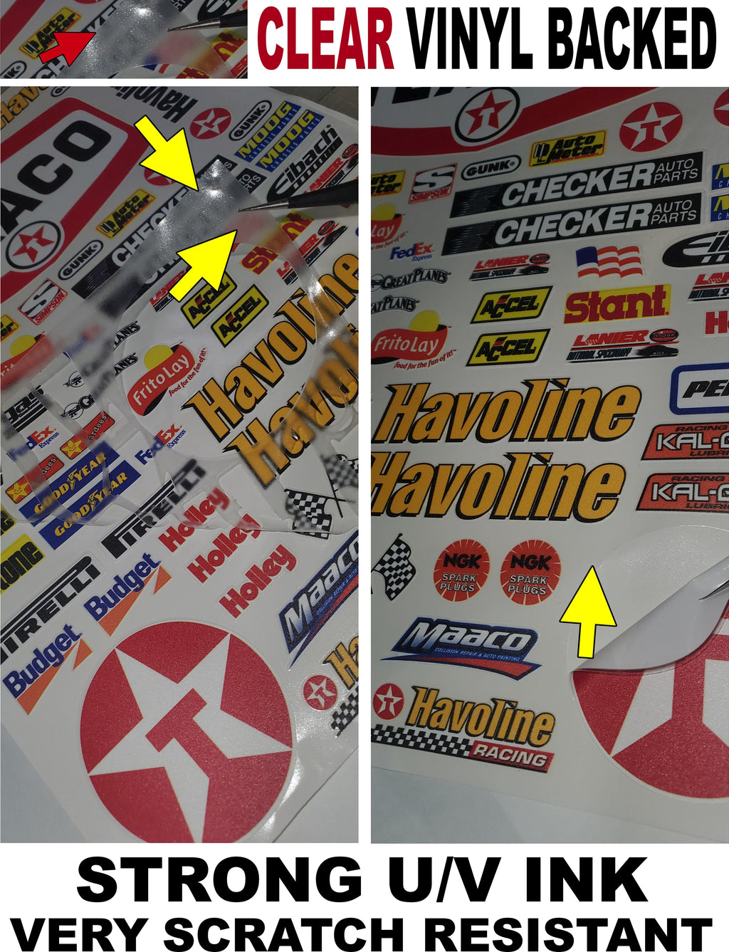 Clear Matte Finish Vinyl Fox Racing Sheet 53 R/C Stockcar Vinyl R/C Racing Sponsor Sticker Small-1/24-1/16th Scale Model Decal Sticker Radio Control Lexan Body-Graphics for R/c Cars, Boats, Trucks Scale Model–Die-Cut