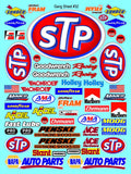 Clear Matte Finish Vinyl STP Sheet 32 R/C Stockcar Vinyl R/C Racing Sponsor Sticker Small-1/24-1/16th Scale Model Decal Sticker Radio Control Lexan Body-Graphics for R/c Cars, Boats, Trucks Scale Model–Die-Cut