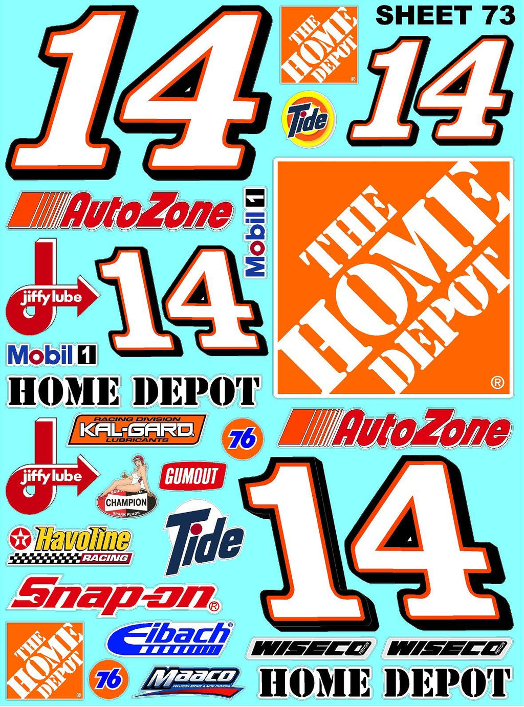 Racing Sponsor Sticker Gang Sheet 73-1/16-1/12-1/10th Scale White Vinyl R/C Model Decal Sticker Sheet Radio Control Lexan Body - Decorate Your R/c Cars, Boats, Trucks Other Scale Model Kit