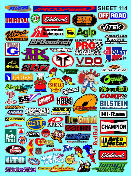 White Vinyl Gloss Sheet 114 Stockcar Vinyl R/C Racing Sponsor Sticker Small-1/24-1/16th Scale Model Decal Sticker Radio Control Lexan Body-Graphics for R/c Cars, Boats, Trucks Scale Model–Die-Cut