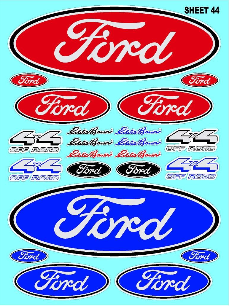 Clear Matte Finish Vinyl Ford Sheet 44 R/C Stockcar Vinyl R/C Racing Sponsor Sticker Small-1/24-1/16th Scale Model Decal Sticker Radio Control Lexan Body-Graphics for R/c Cars, Boats, Trucks Scale Model–Die-Cut