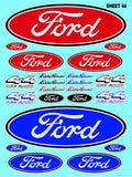 Clear Matte Finish Vinyl Ford Sheet 44 R/C Stockcar Vinyl R/C Racing Sponsor Sticker Small-1/24-1/16th Scale Model Decal Sticker Radio Control Lexan Body-Graphics for R/c Cars, Boats, Trucks Scale Model–Die-Cut