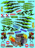 Racing Sponsor Sticker Gang Sheet 66-1/16-1/12-1/10th Scale White Vinyl R/C Model Decal Sticker Sheet Radio Control Lexan Body - Decorate Your R/c Cars, Boats, Trucks Other Scale Model Kit