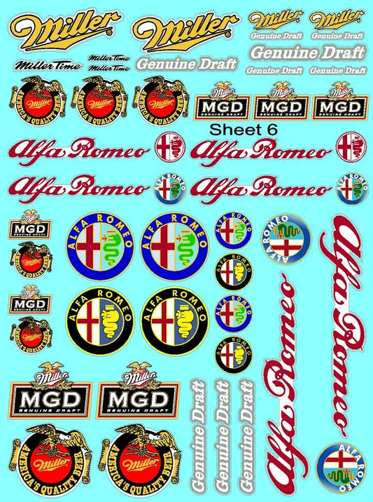 Clear Matte Vinyl Sheet 6 - 1/16-1/12-1/10th Scale R/C Model Decal Sticker Sheet Radio Control Lexan Body