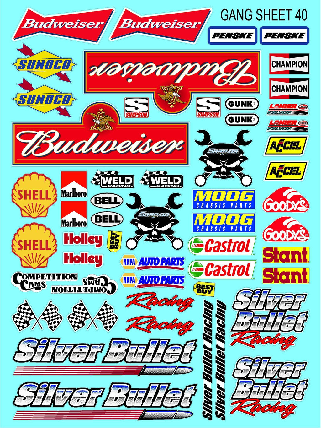 Clear Matte Finish Vinyl Sheet 40 R/C Stockcar Vinyl R/C Racing Sponsor Sticker Small-1/24-1/16th Scale Model Decal Sticker Radio Control Lexan Body-Graphics for R/c Cars, Boats, Trucks Scale Model–Die-Cut
