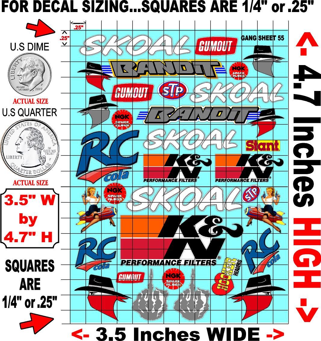 White Vinyl Gloss Skoal Bandit Sheet 55 Stockcar Vinyl R/C Racing Sponsor Sticker Small-1/24-1/16th Scale Model Decal Sticker Radio Control Lexan Body-Graphics for R/c Cars, Boats, Trucks Scale Model–Die-Cut