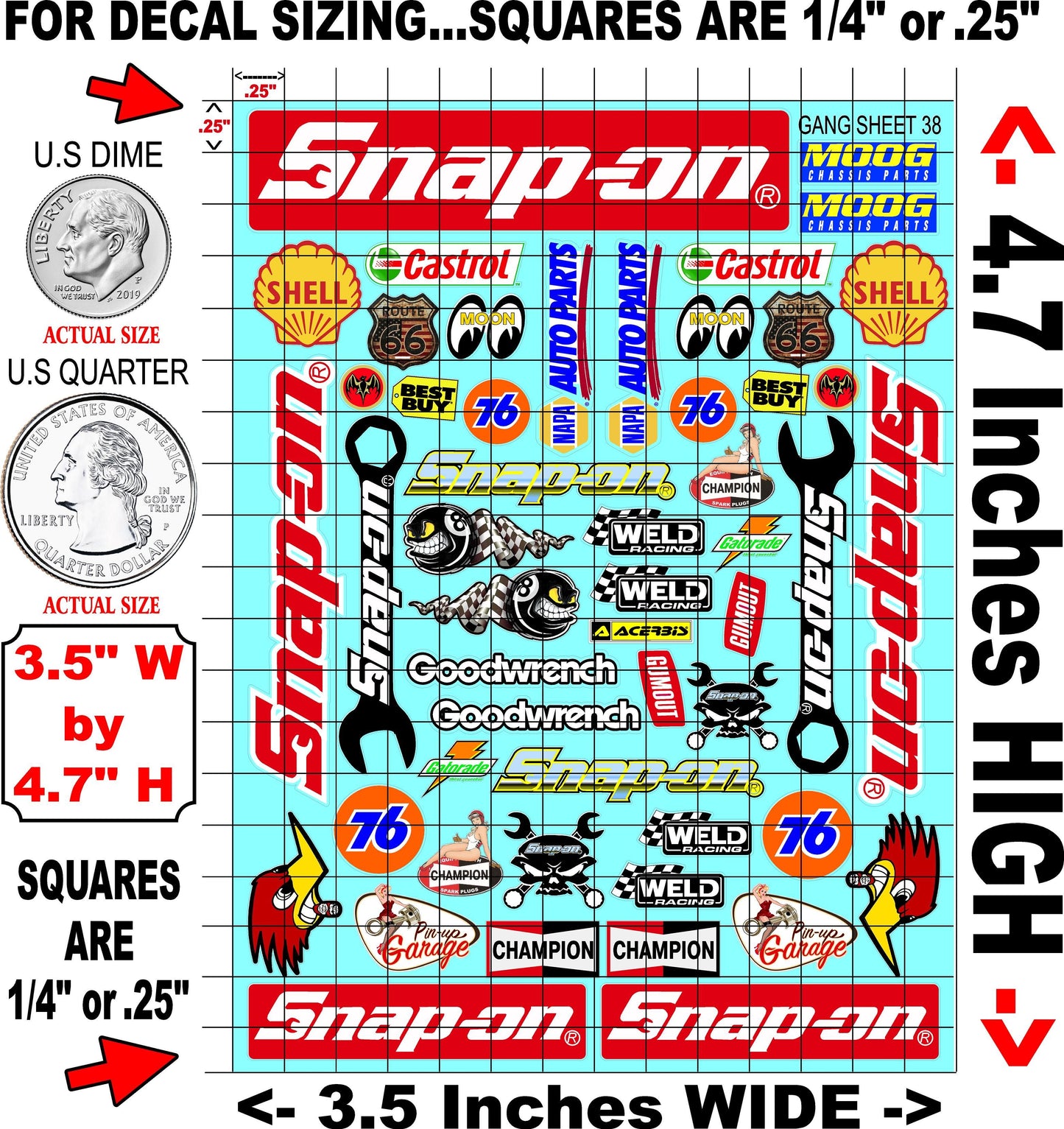 Clear Matte Finish Vinyl Snap On Sheet 38 R/C Stockcar Vinyl R/C Racing Sponsor Sticker Small-1/24-1/16th Scale Model Decal Sticker Radio Control Lexan Body-Graphics for R/c Cars, Boats, Trucks Scale Model–Die-Cut