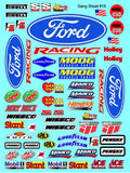 White Vinyl Gloss Ford Sheet 18 Stockcar Vinyl R/C Racing Sponsor Sticker Small-1/24-1/16th Scale Model Decal Sticker Radio Control Lexan Body-Graphics for R/c Cars, Boats, Trucks Scale Model–Die-Cut