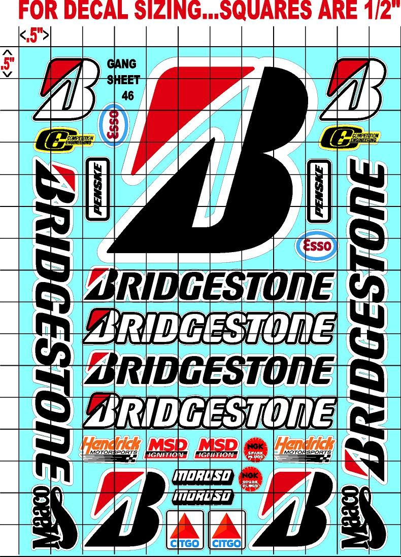 Racing Sponsor Sticker Gang Sheet 46-1/16-1/12-1/10th Scale White Vinyl R/C Model Decal Sticker Sheet Radio Control Lexan Body - Decorate Your R/c Cars, Boats, Trucks Other Scale Model Kit