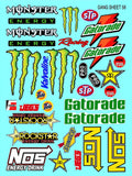 Clear Matte Finish Vinyl Energy Drink Sheet 58 R/C Stockcar Vinyl R/C Racing Sponsor Sticker Small-1/24-1/16th Scale Model Decal Sticker Radio Control Lexan Body-Graphics for R/c Cars, Boats, Trucks Scale Model–Die-Cut