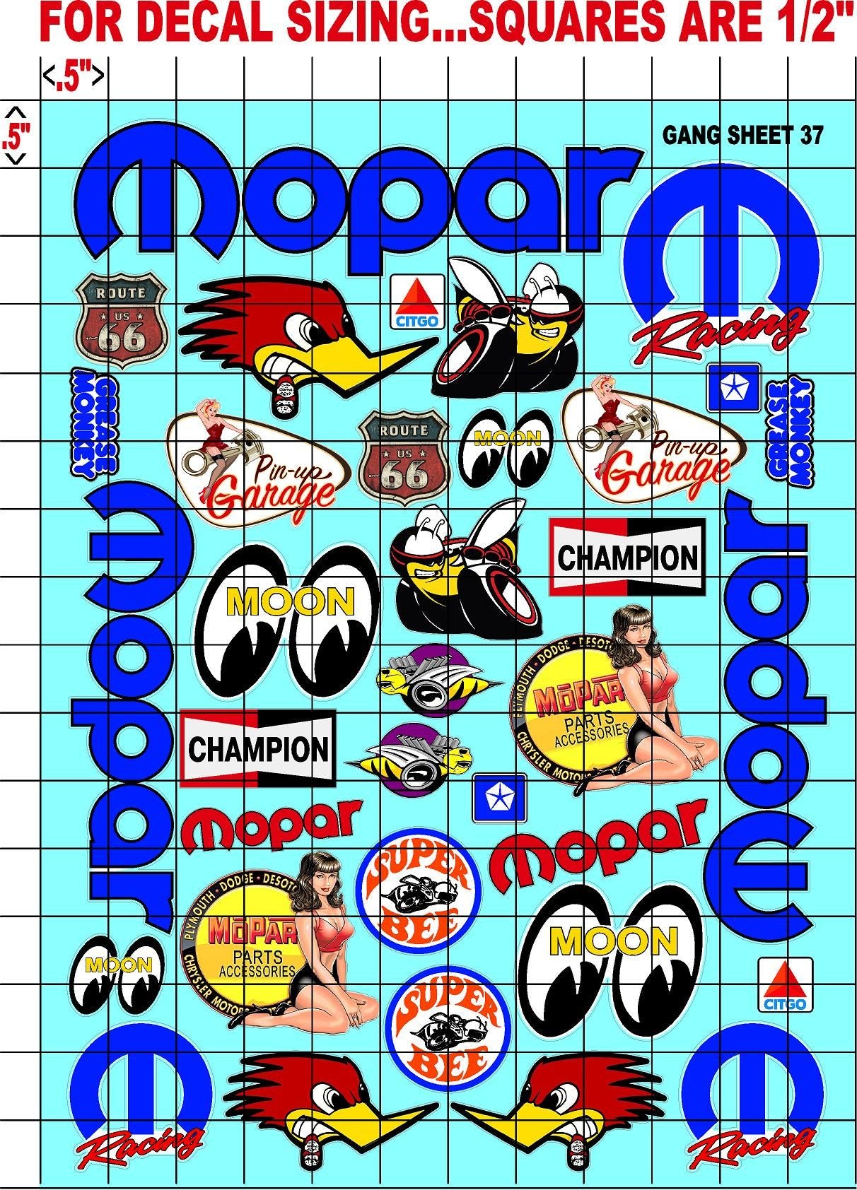 Racing Sponsor Sticker Gang Sheet 37-1/16-1/12-1/10th Scale White Vinyl R/C Model Decal Sticker Sheet Radio Control Lexan Body - Decorate Your R/c Cars, Boats, Trucks Other Scale Model Kit