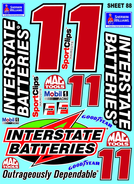 White Vinyl Gloss Sheet 88 Stockcar Vinyl R/C Racing Sponsor Sticker Small-1/24-1/16th Scale Model Decal Sticker Radio Control Lexan Body-Graphics for R/c Cars, Boats, Trucks Scale Model–Die-Cut