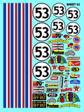 Racing Sponsor Sticker Gang Sheet 93-1/16-1/12-1/10th Scale White Vinyl R/C Model Decal Sticker Sheet Radio Control Lexan Body - Decorate Your R/c Cars, Boats, Trucks Other Scale Model Kit