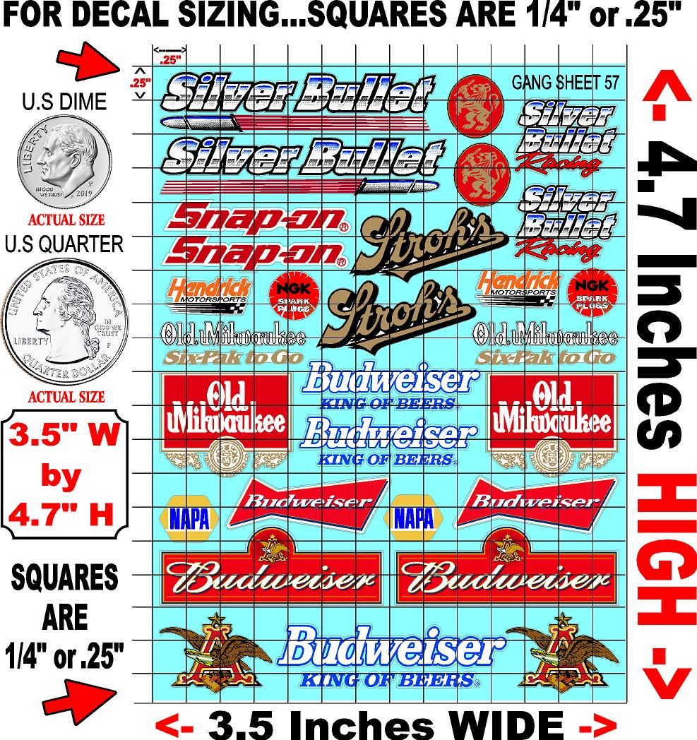Clear Matte Finish Vinyl Beer Sheet 57 R/C Stockcar Vinyl R/C Racing Sponsor Sticker Small-1/24-1/16th Scale Model Decal Sticker Radio Control Lexan Body-Graphics for R/c Cars, Boats, Trucks Scale Model–Die-Cut