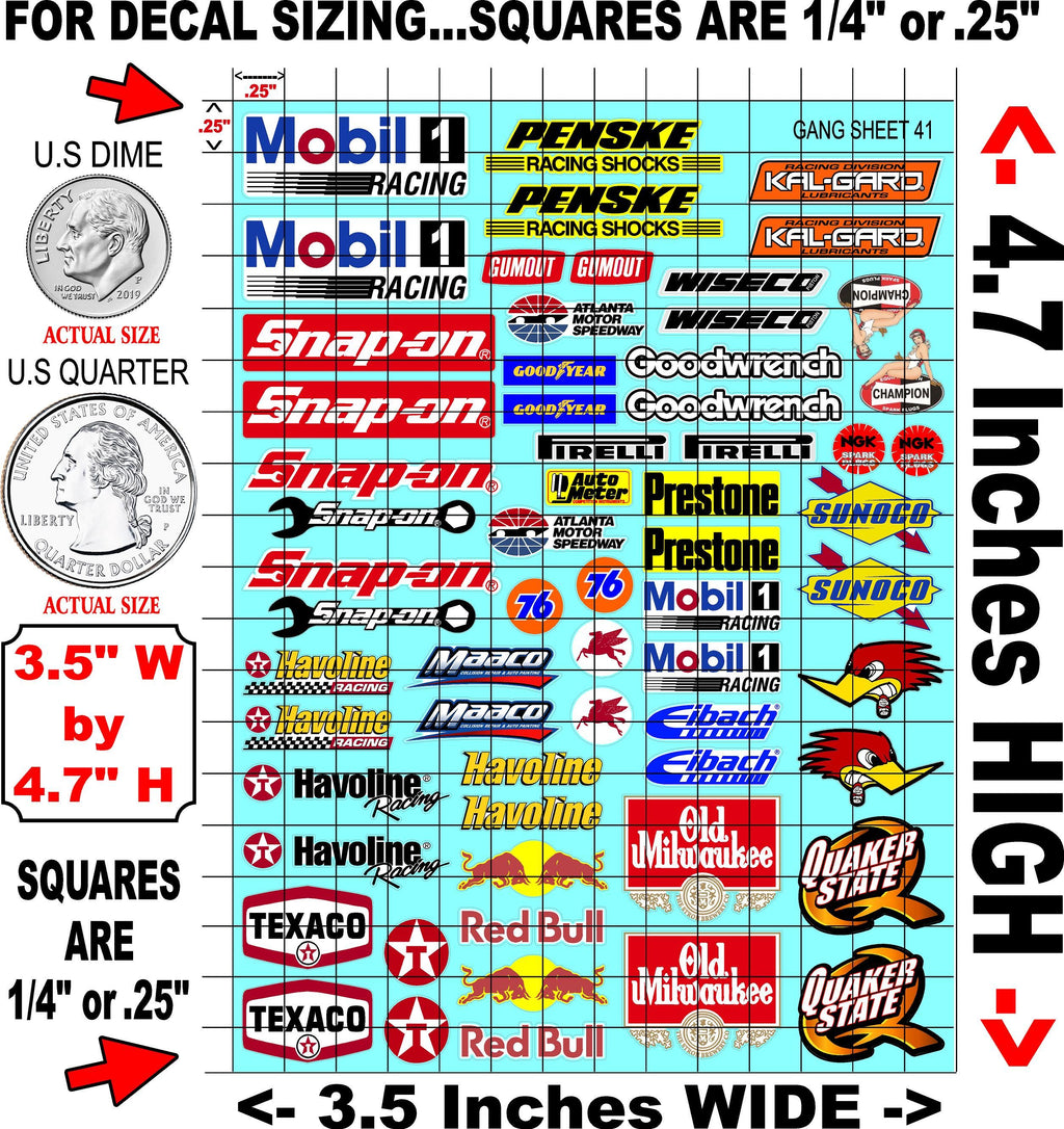 Clear Matte Finish Vinyl Sheet 41 R/C Stockcar Vinyl R/C Racing Sponsor Sticker Small-1/24-1/16th Scale Model Decal Sticker Radio Control Lexan Body-Graphics for R/c Cars, Boats, Trucks Scale Model–Die-Cut