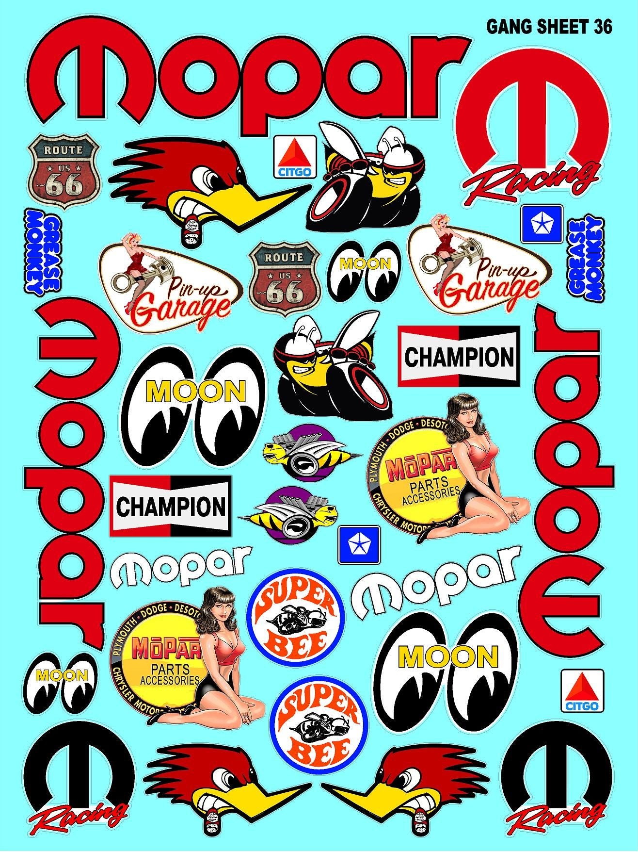 Clear Matte Finish Vinyl Mopar Red Sheet 36 R/C Stockcar Vinyl R/C Racing Sponsor Sticker Small-1/24-1/16th Scale Model Decal Sticker Radio Control Lexan Body-Graphics for R/c Cars, Boats, Trucks Scale Model–Die-Cut