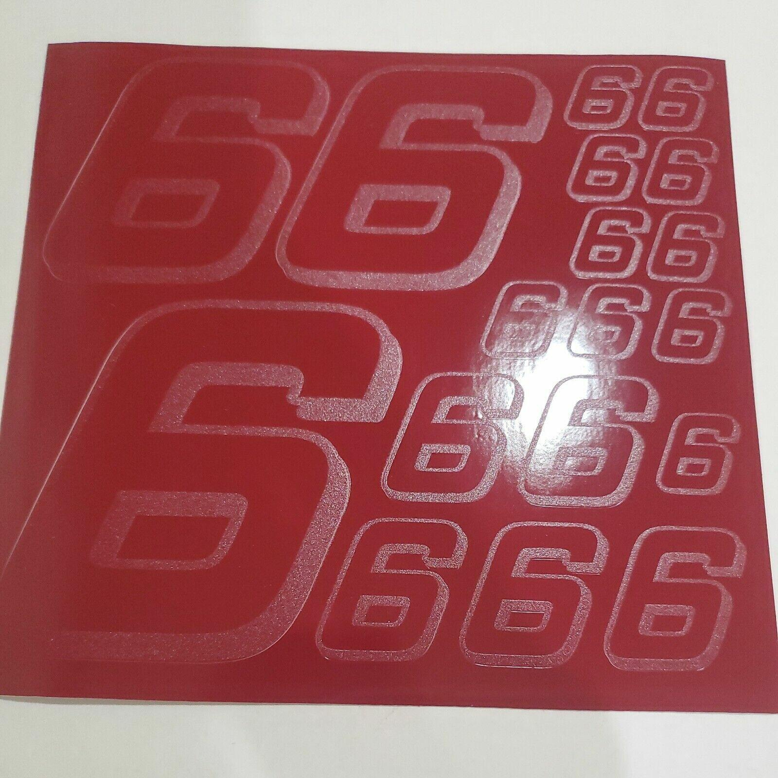 BURGANDY W/ outline #6 Racing Numbers Vinyl Decal Sheet -Nascar-GMC