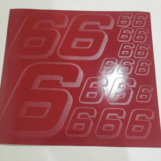 BURGANDY W/ outline #6 Racing Numbers Vinyl Decal Sheet -Nascar-GMC