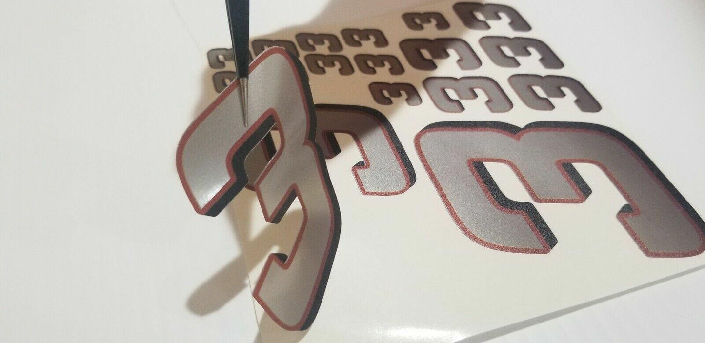 BURGANDY W/ outline #6 Racing Numbers Vinyl Decal Sheet -Nascar-GMC