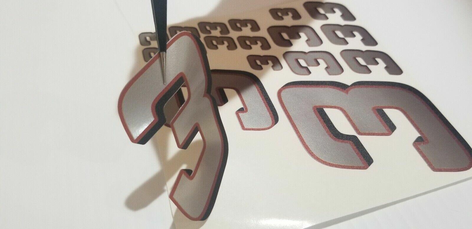 BURGANDY W/ outline #6 Racing Numbers Vinyl Decal Sheet -Nascar-GMC