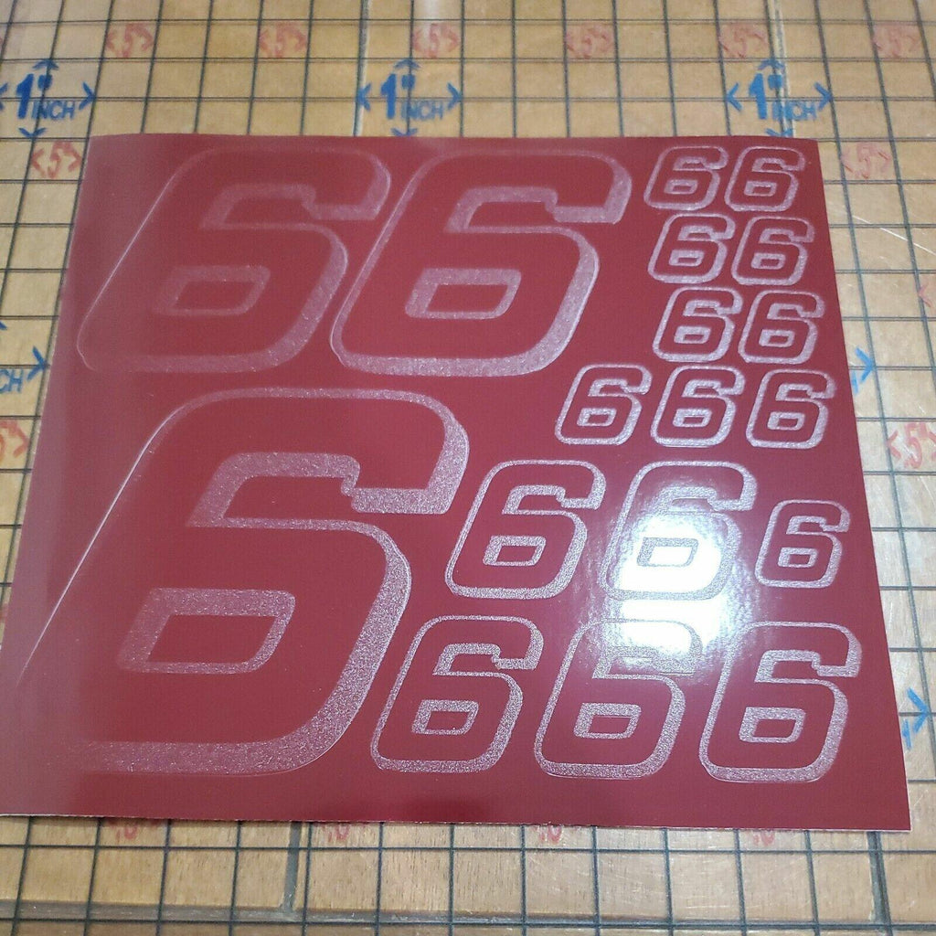 BURGANDY W/ outline #6 Racing Numbers Vinyl Decal Sheet -Nascar-GMC