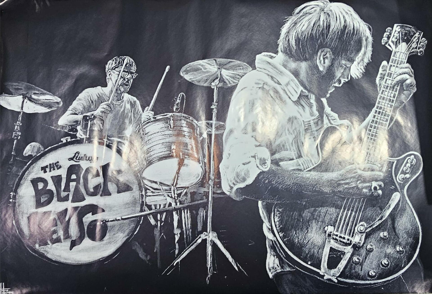 The Blacke Keyse Rock Band Concert Art Print Poster 24x36 Black and White Photography Wall Decor 5061