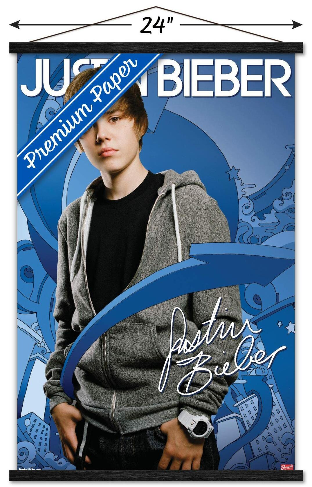 Trends International Justin Bieber - Arrows Wall Poster, 22.375" x 34", Premium Print and Black Hanger Bundle