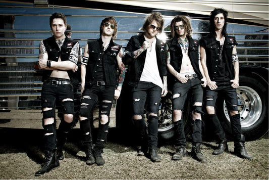 Poster art #3137 -Asking Punk Rock Style Black Ripped Jeans and Denim Vest Costume Set, Gothic Alternative Fashion, Unisex alexandria
